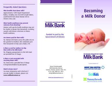 Frequently Asked Questions  Becoming a Milk Donor  Who benefits from donor milk?