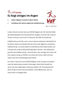 Es liegt einiges im Argen • Spieler-Magazin erscheint in dieser Woche  •