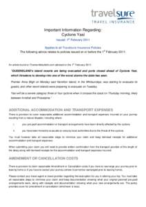 Cyclone Yasi / Insurance / Oceania / 2010–11 Australian region cyclone season / 2010–11 South Pacific cyclone season / Australia