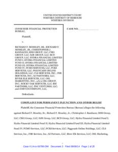 UNITED STATES DISTRICT COURT WESTERN DISTRICT OF MISSOURI WESTERN DIVISION CASE NO. ____________  CONSUMER FINANCIAL PROTECTION