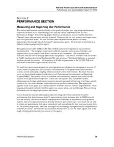 National Archives and Records Administration Performance and Accountability Report, FY 2012 SECTION 2  PERFORMANCE SECTION