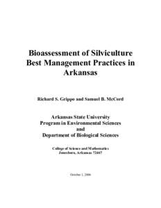 Microsoft Word - Final Reporrt of Bioassessment of Silviculture BMP - All Sections.doc