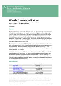       Weekly Economic Indicators:  Queensland and Australia 