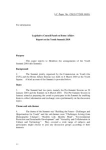 LC Paper No. CB[removed])  For information Legislative Council Panel on Home Affairs Report on the Youth Summit 2010