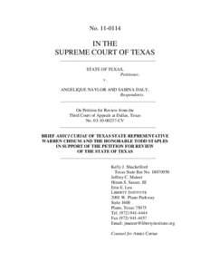 NoIN THE SUPREME COURT OF TEXAS ___________________________________________ STATE OF TEXAS,