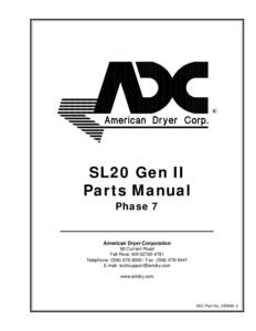 SL20 Gen II Parts Manual Phase 7 American Dryer Corporation 88 Currant Road