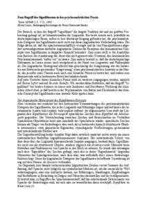 Zum Begriff des Signifikanten in der psychoanalytischen Praxis Texte 16/Heft 2, S. 7-21, 1996 (Eckart Leiser, Studiengang Psychologie der Freien Universität Berlin)