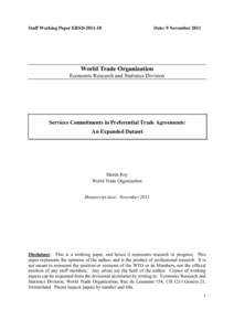 Staff Working Paper ERSD[removed]Date: 9 November 2011 World Trade Organization Economic Research and Statistics Division