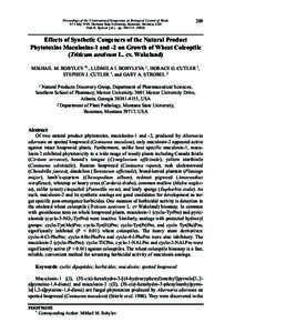 Effects of Synthetic Congeners of the Natural Product Phytotoxins Maculosins-1 and -2 on Growth of Wheat Coleoptile (Triticum aestivum L. cv. Wakeland)