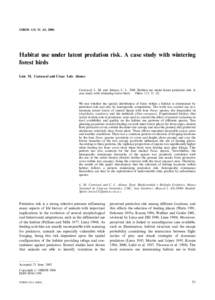 OIKOS 112: 51 /62, 2006  Habitat use under latent predation risk. A case study with wintering forest birds Luis M. Carrascal and Ce´sar Luis Alonso