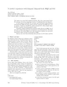 A newbie’s experiences with Lilypond, Lilypond-book, LATEX and Perl Joe McCool Southern Regional College, Ireland mccoolj (at) src dot ac dot uk http://benburb.demon.co.uk/apache2-default/joe.html