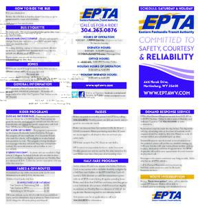 PASSES  WWW.EPTAWV.COM HOW TO RIDE THE BUS  Find us on Facebook: facebook.com/eptransit