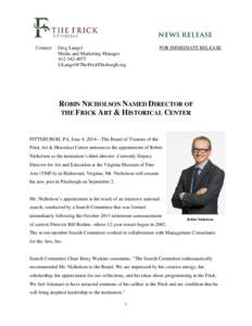 Microsoft Word - News Release - Frick Appoints Robin Nicholson Director[removed]docx