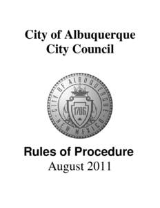 City of Albuquerque City Council Rules of Procedure August 2011
