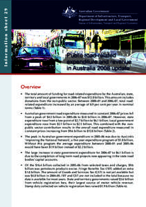 Information sheet 29  Public road-related expenditure and revenue in Australia 2008 update Overview