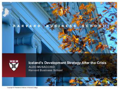 Iceland’s Development Strategy After the Crisis ALDO MUSACCHIO Harvard Business School Copyright © President & Fellows of Harvard College.