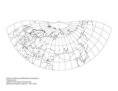 Solov’ev Arbitrary Modified Bonne projection; Pseudoconic; Neither Conformal nor Equal-area; Mikhail Dmitriyevich Solov’ev; [removed]  