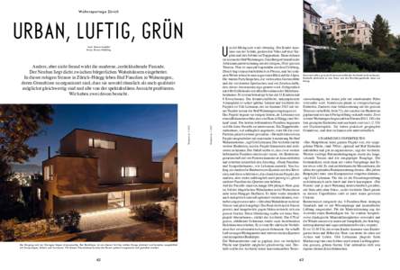 Wohnreportage Zürich  urban, luftig, grün U  Text : Katrin Ambühl