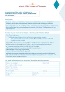 SEWAGE INSTALLATIONS AREA - NOTIFICATION OF TEMPORARY AND OCCASIONAL PURSUIT OF PROFESSION FOR INDIVIDUAL NOTIFICATION If you wish to pursue your profession on a temporary or occasional basis, you must send a written not