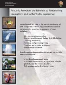 National Park Service U.S. Department of the Interior Natural Sounds Program Acoustic Resources are Essential to Functioning Ecosystems and to the Visitor Experience