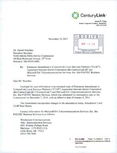 CenturyLi n k® Jason D. Topp Senior Corporate Counsel - Regulatory[removed]November 19, 2013