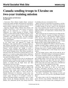 World Socialist Web Site  wsws.org Canada sending troops to Ukraine on two-year training mission