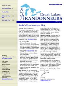 www.glrrando.org  Inside this issue: GLR Brevet Series  2