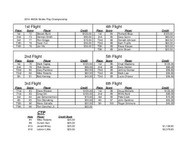 2014 AMGA Stroke Play Championship  1st Flight Place 1st 2nd