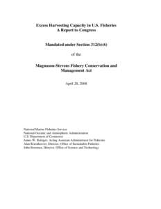 Excess Capacity in Fisheries of the United States