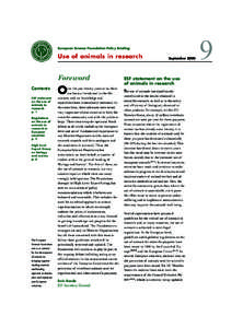 European Science Foundation Policy Briefing  Use of animals in research Foreword Contents