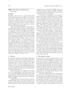 178  TUGboat, Volume[removed]), No. 2 Hennings’ CTAN survey is a good starting point when considering projects implied by the title of