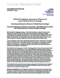    FOR IMMEDIATE RELEASE January 27, 2014  	
  