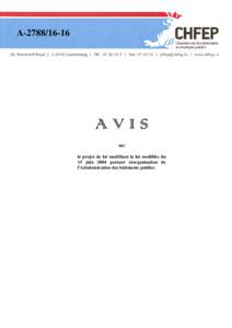 AAVIS sur le projet de loi modifiant la loi modifiée du 15 juin 2004 portant réorganisation de