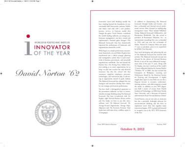 [removed]InnovatorCitation_x[removed]:33 AM Page 1  Innovation starts with thinking outside the box—looking beyond the boundaries of conventionally held frameworks, patterns, beliefs, and values—and ends with a new