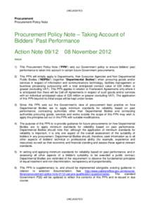 UNCLASSIFIED  Procurement Procurement Policy Note  Procurement Policy Note – Taking Account of