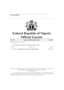 B 771  Extraordinary Federal Republic of Nigeria Official Gazette