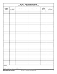 ARTICLE 15-RECONCILIATION LOG For use of this form, see AR 27-10; the proponent agency is OTJAG SEQUENCE NUMBER