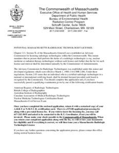 Commonwealth of Massachusetts Radiologic Technologist Licensing