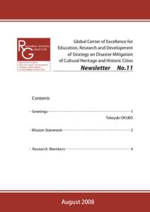 Global Center of Excellence for Education, Research and Development of Strategy on Disaster Mitigation of Cultural Heritage and Historic Cities  Newsletter  No.11