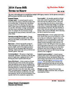 2014 Farm Bill: Terms to Know Ag Decision Maker File A1-30