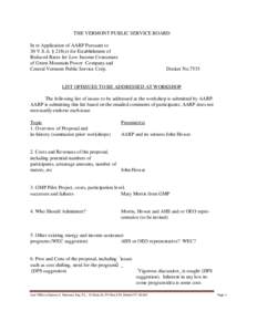 THE VERMONT PUBLIC SERVICE BOARD In re Application of AARP Pursuant to 30 V.S.A. § 218(e) for Establishment of Reduced Rates for Low Income Consumers of Green Mountain Power Company and Central Vermont Public Service Co