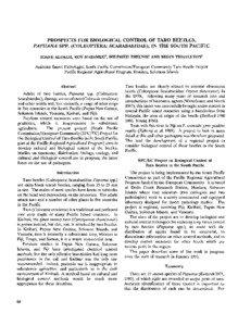 PROSPECTS FOR BIOLOGICAL CONTROL OF TARO BEETLES, PAPUANA SPP. (COLEOPTERA: SCARABAEIDAE), IN THE SOUTH PACIFIC IOANE ALOALII, ROY MASAMDU1, WILFRIED THEUNISz AND BRIAN THISTLETON3