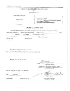 AO 91(REv. I I/11) Criminal Complaint  UNmBo SrarBs Drsrzucr CouRr for the  Diskict of Columbia