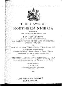 THE LAWS OF NORTHERN NIGERIA IN FORCE ON  THE 1st DAY OF OCTOBER, 1963
