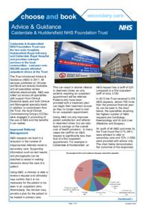 choose and book  secondary care Advice & Guidance Calderdale & Huddersfield NHS Foundation Trust