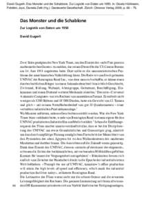David Gugerli: Das Monster und die Schablone. Zur Logistik von Daten umIn: Gisela Hürlimann, Frédéric Joye, Daniela Zetti (Hg.): Gesteuerte Gesellschaft. Zürich: Chronos Verlag 2009, p. 66 – 76. Das Monster 