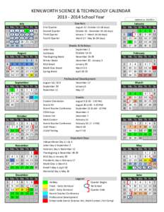 KENILWORTH SCIENCE & TECHNOLOGY CALENDAR[removed]School Year Su Mo[removed]