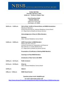 February 2, 2012 NBSB Public Meeting Agenda