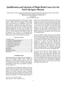 Qualification and Selection of Flight Diode Lasers for the NuSTAR Space Mission