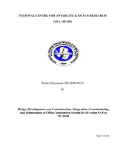 NATIONAL CENTRE FOR ANTARCTIC & OCEAN RESEARCH GOATender Document (NCAORfor